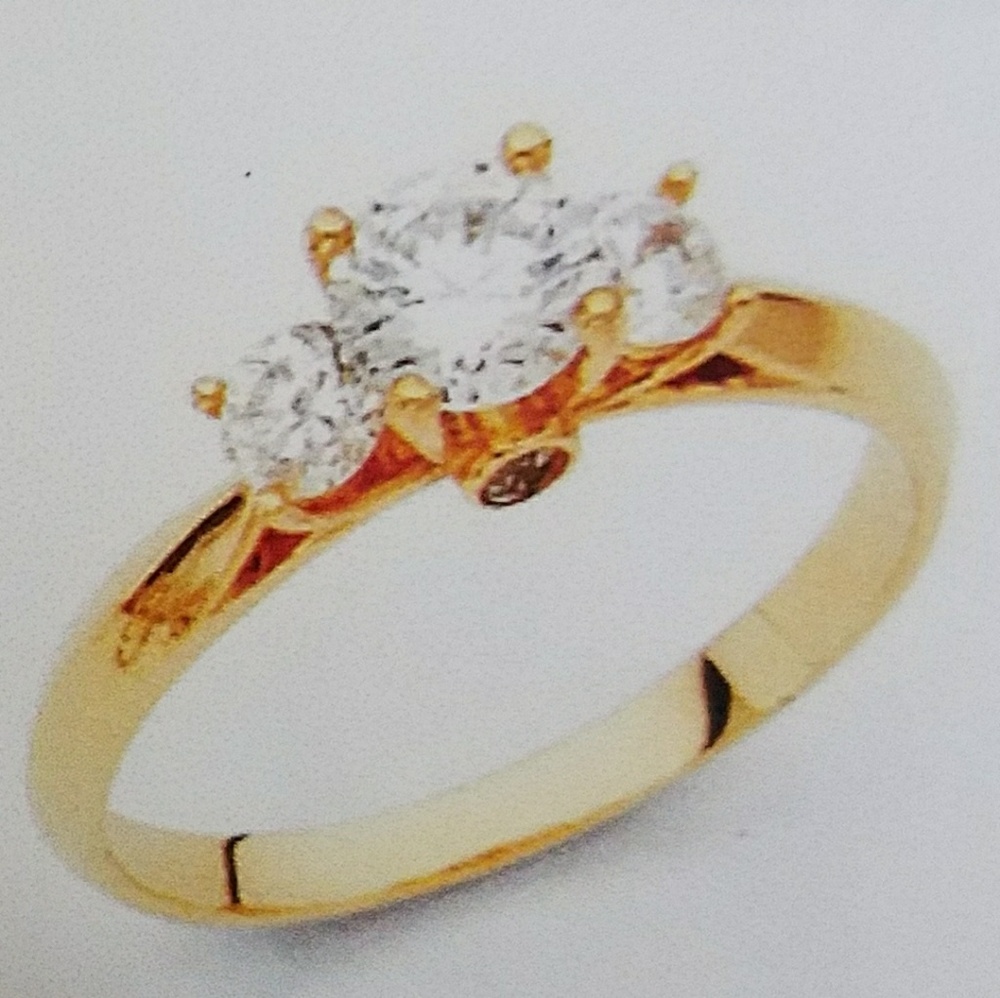 14k Solid White Gold 3 stone Engagement Ring - Picture 3 of 13